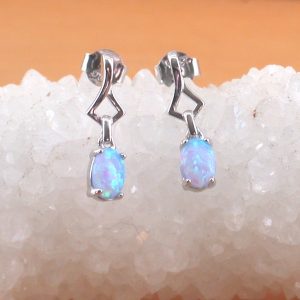 blue opal stud earrings