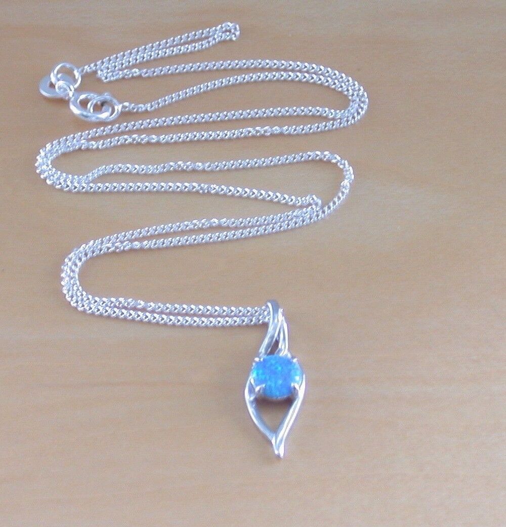 blue opal pendant and chain