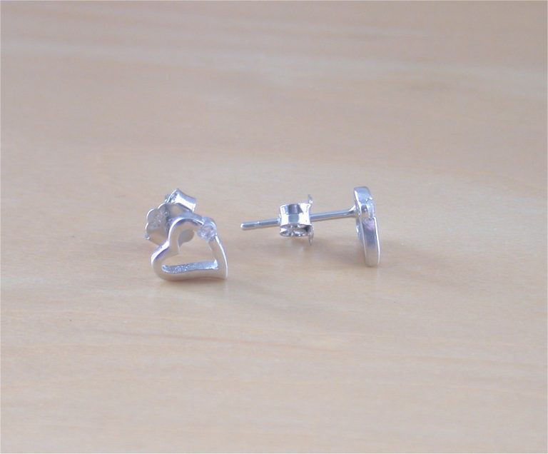 Stylized Pave CZ Heart Stud Earrings main image 0