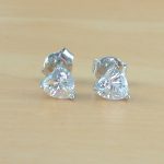 sterling silver Cz heart earrings