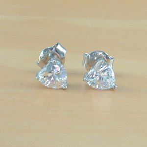 sterling silver Cz heart earrings