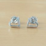 sterling silver Cz heart earrings