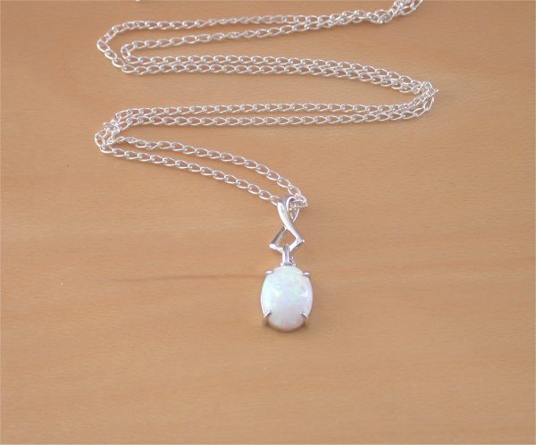 silver opal necklace