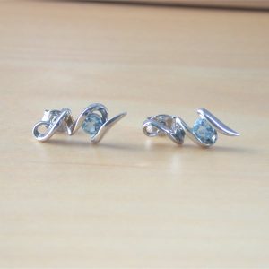 silver blue topaz earrings