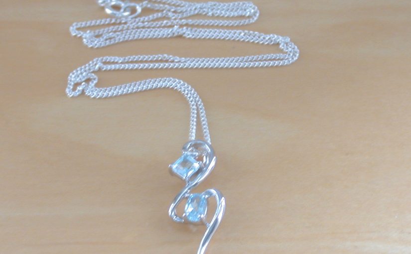 silver blue topaz pendant