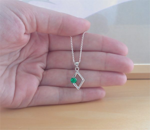 silver emerald necklace