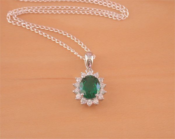 silver emerald necklace uk