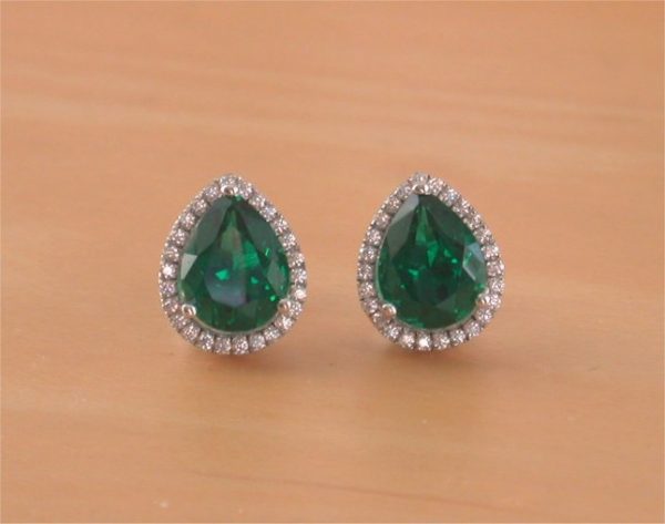 silver emerald gemstone earrings