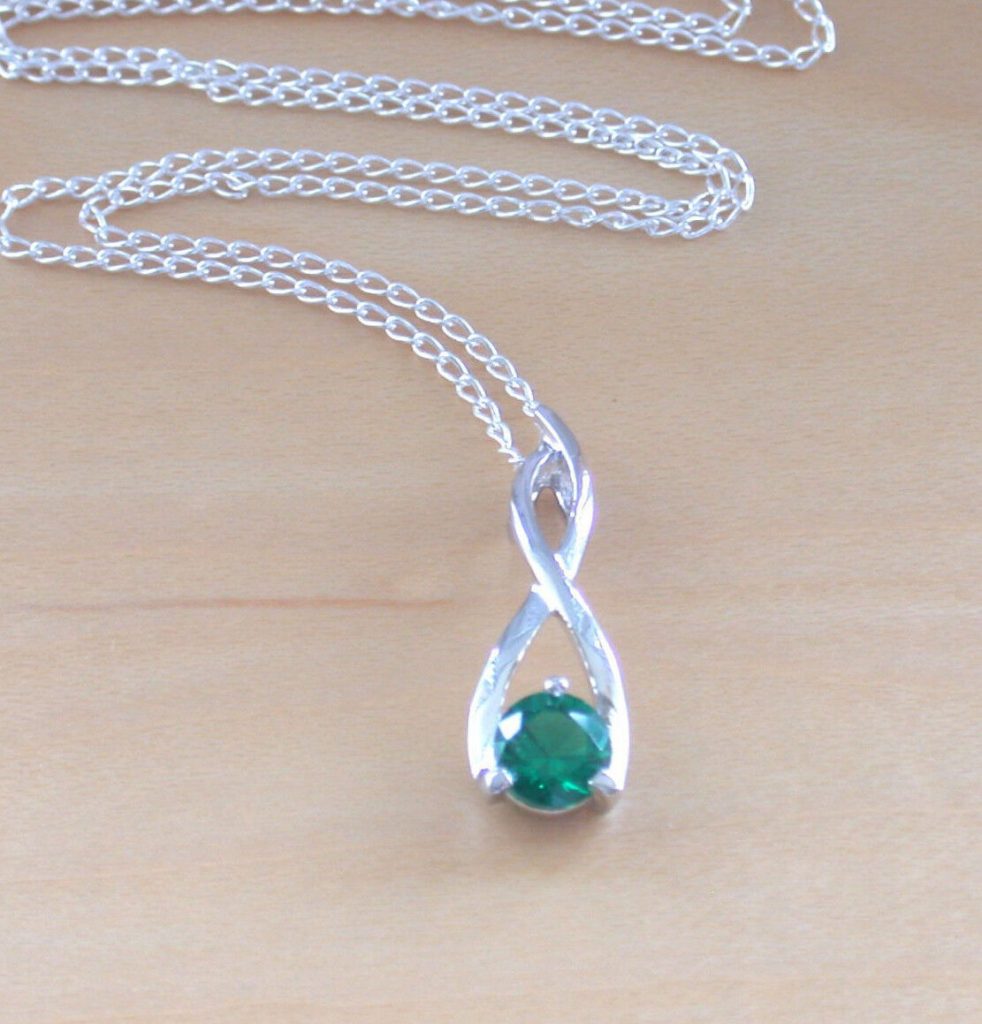 Sterling Silver Emerald Pendant & Chain Emerald Necklace UK