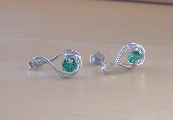 silver emerald earrings