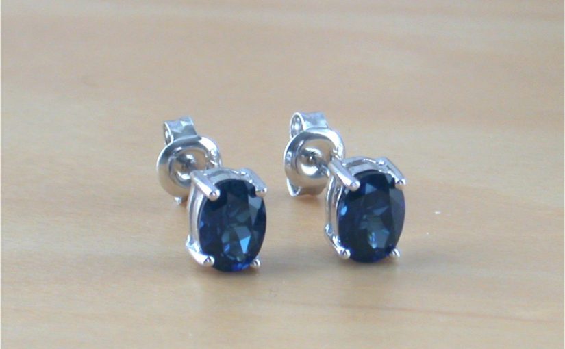 sapphire oval stud earrings