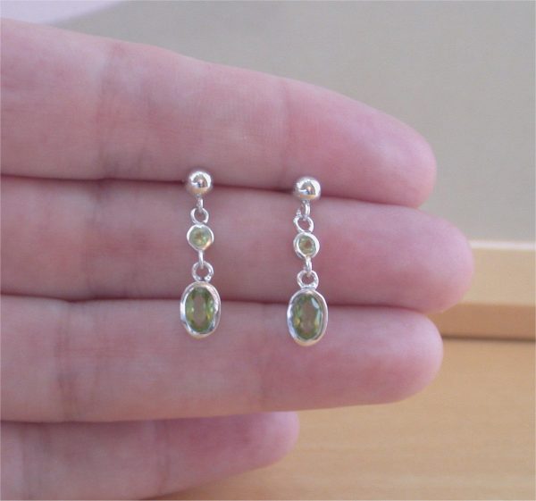 silver peridot earrings
