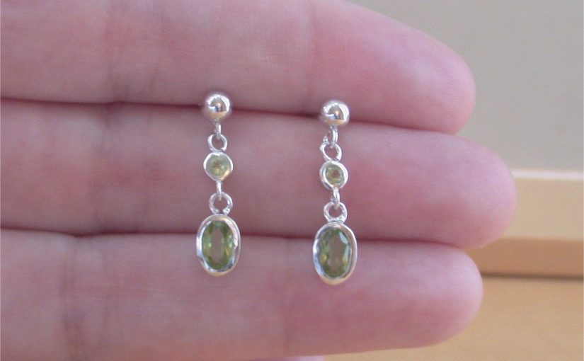 silver peridot earrings