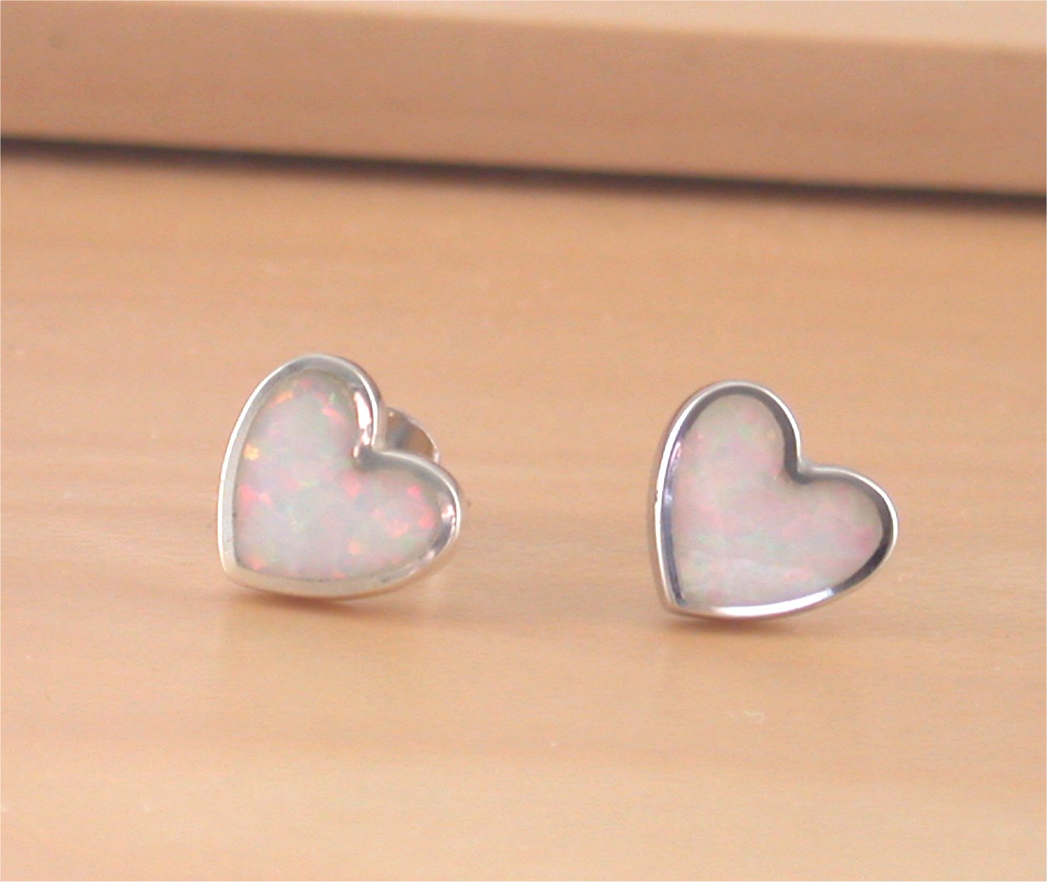 Sterling Silver Opal Heart Stud Earrings Opal Earrings UKOpal Jewellery