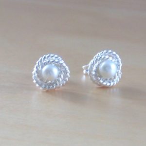 sterling silver white freshwater pearl earrings