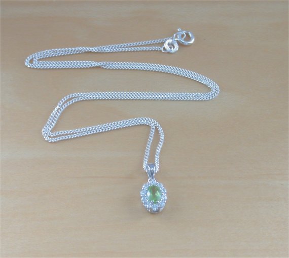 silver peridot necklace uk