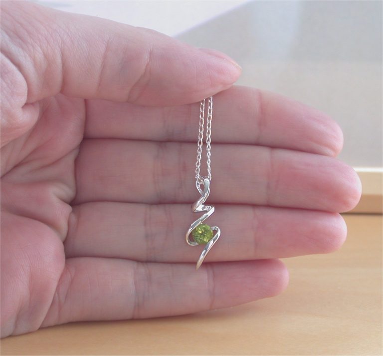 Sterling Silver Peridot Pendant & Chain Peridot Necklace UK Peridot Gift