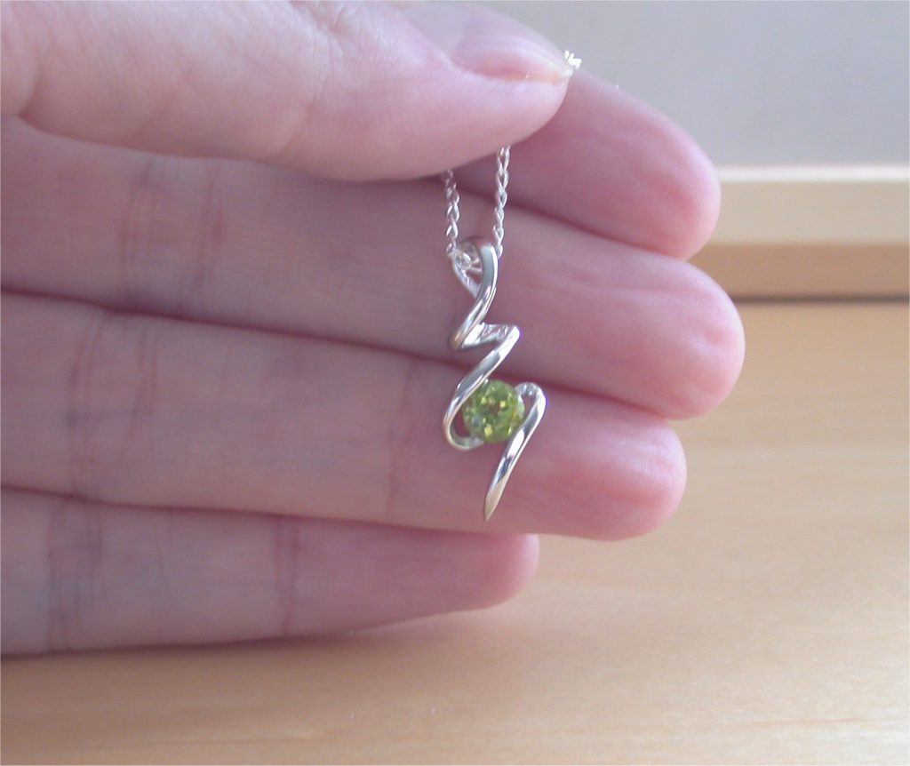 Sterling Silver Peridot Pendant & Chain Peridot Necklace UK Peridot Gift