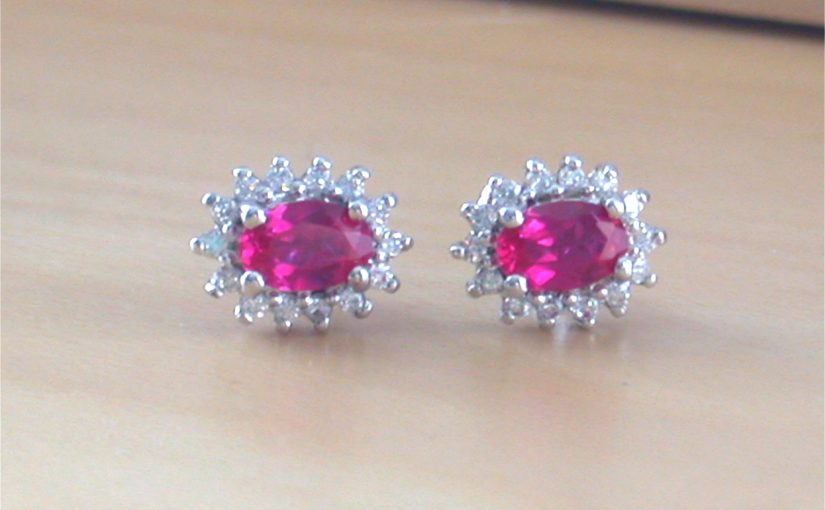 silver ruby stud earrings