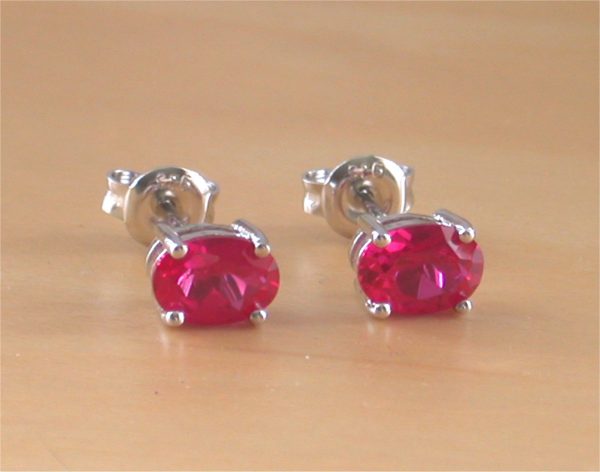 ruby oval stud earrings