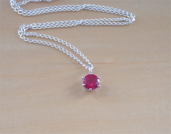 silver ruby solitaire pendant