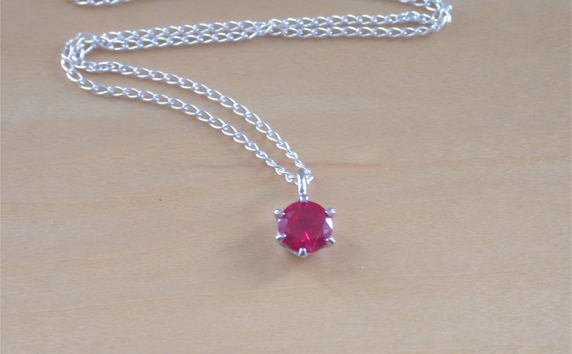 silver ruby solitaire pendant