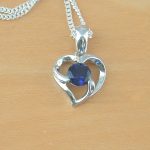 sterling silver sapphire heart necklace
