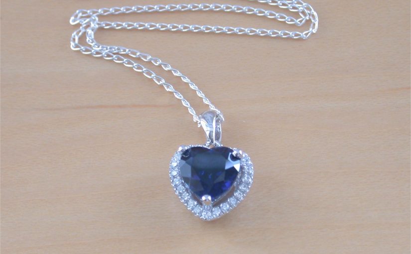 silver sapphire heart necklace