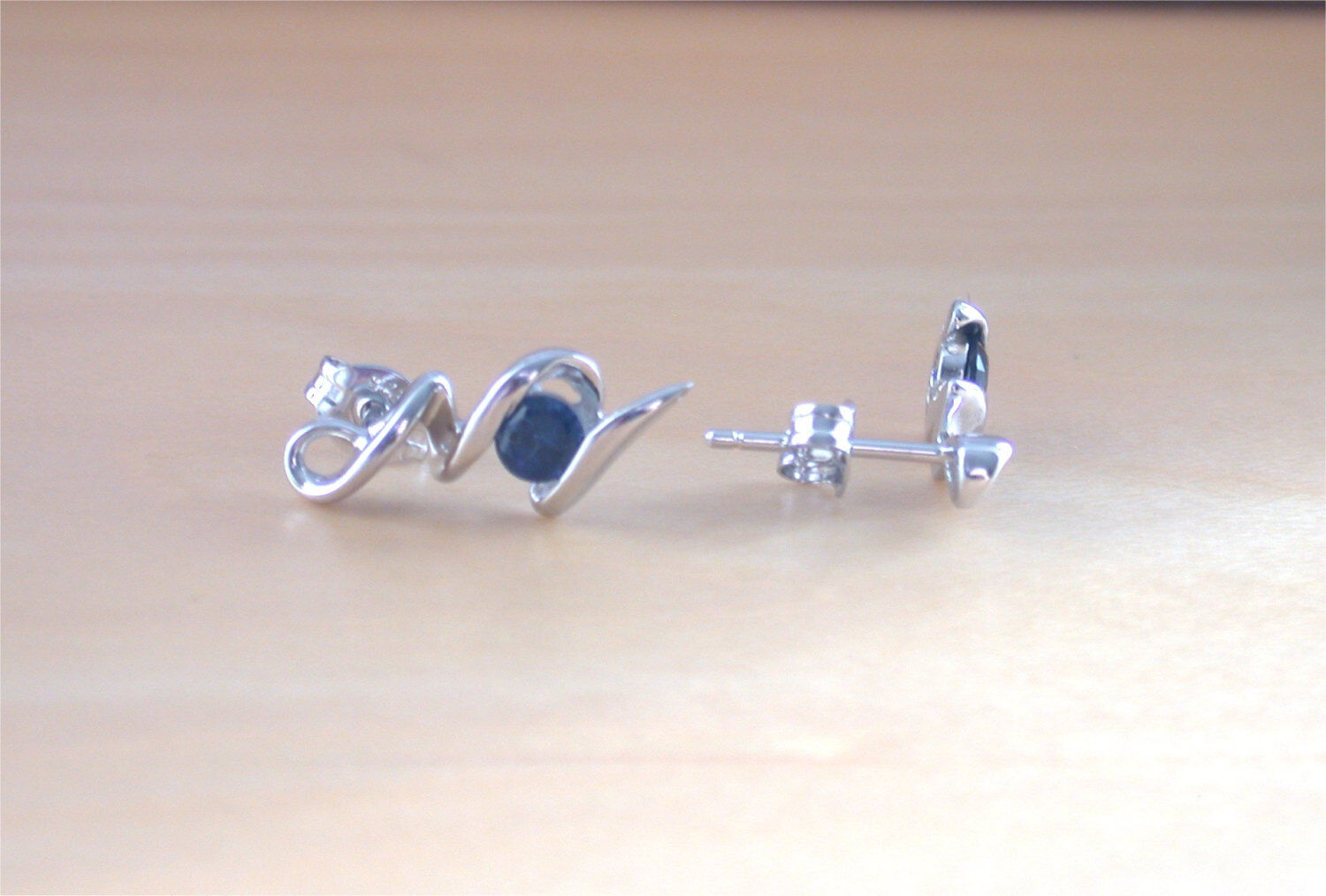 sapphire squiggle earrings