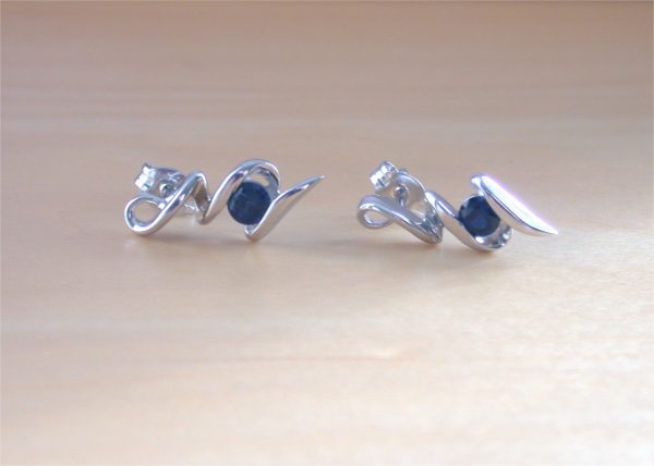 silver sapphire stud earrings