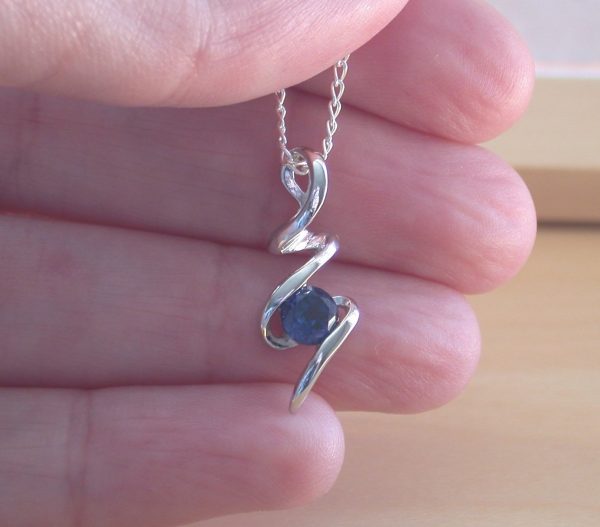 silver sapphire pendant