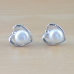 sterling silver freshwater pearl heart earrings