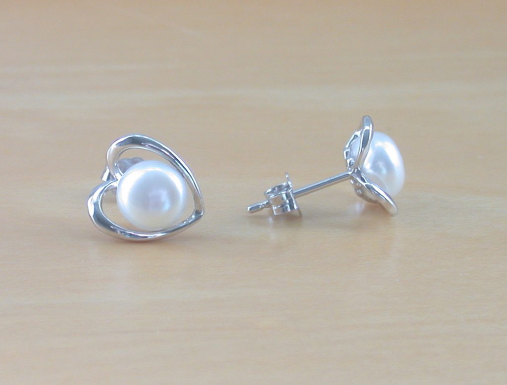 Shell and Pearl Heart Earrings, New Larger Style