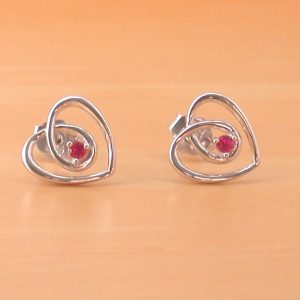 silver ruby heart earrings uk