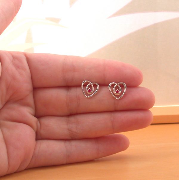 ruby heart earrings