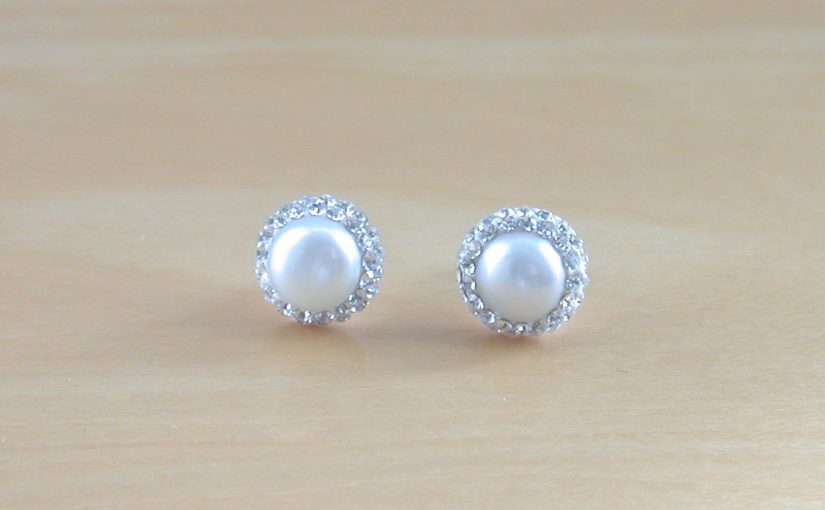 freshwater pearl & cz earrings