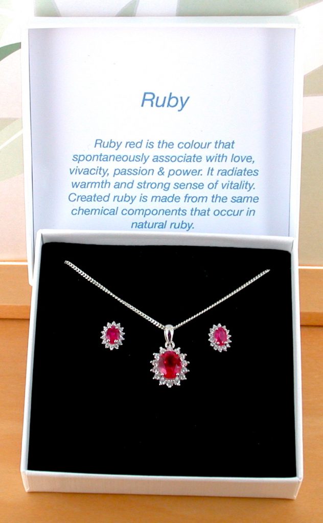 Sterling Silver Ruby Necklace and Earring |Ruby Jewellery|UK