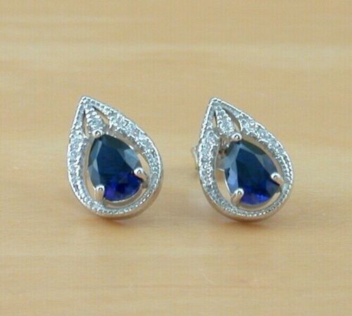 sapphire and cz earrings