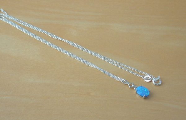 blue opal pendant and chain
