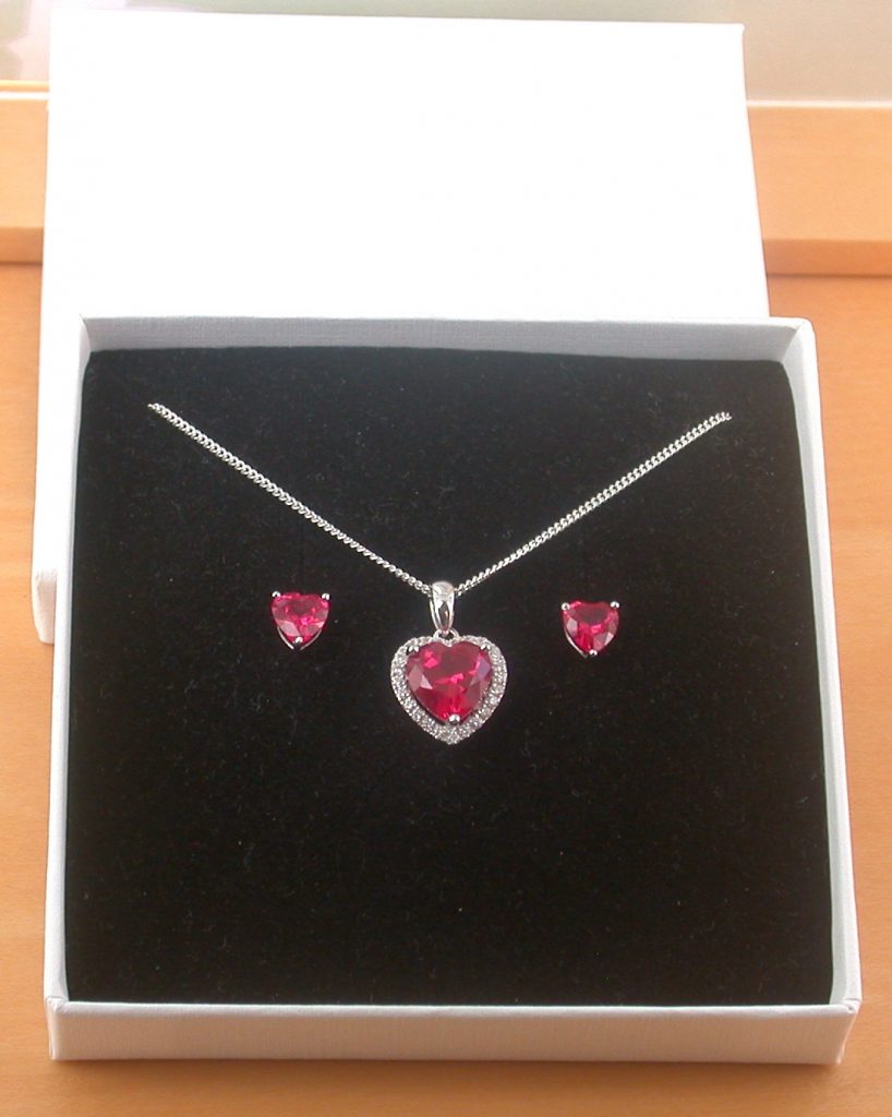 Ruby Heart Silver 925 Earrings
