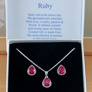 Ruby and Cz Necklace set