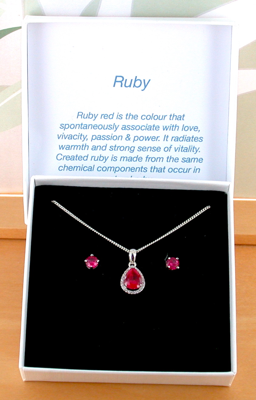 ruby necklace and earrings