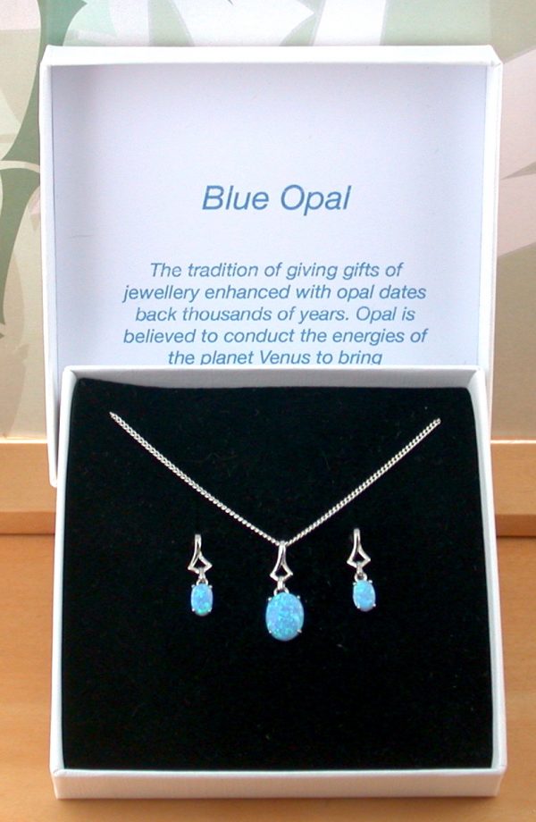 blue opal necklace and earrings uk