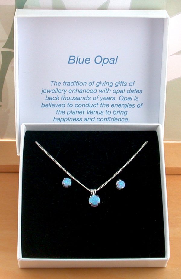 blue opal necklace and earrings