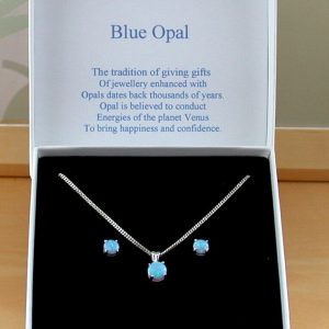 blue opal necklace set
