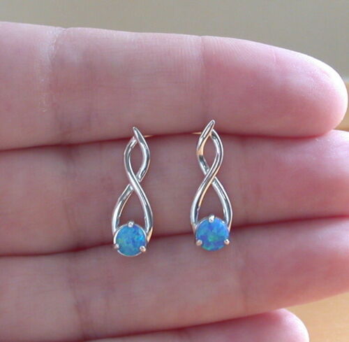 blue opal stud earrings
