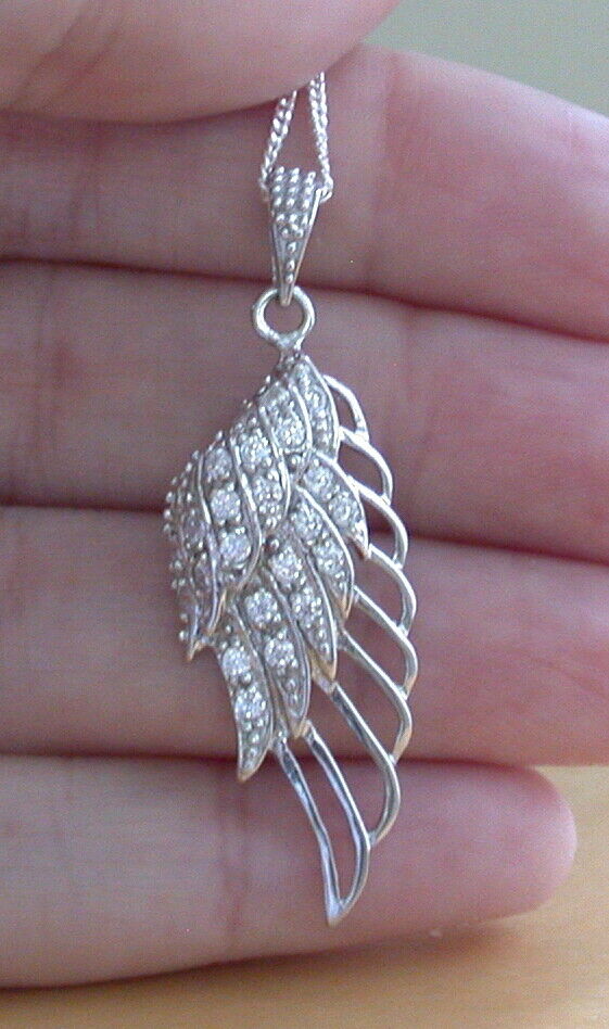 Sterling Silver Angel Wing Pendant & Chain Silver Angel Necklace UK