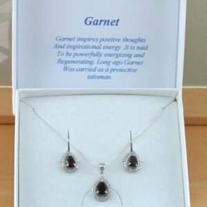 garnet and Cz necklace and earrings
