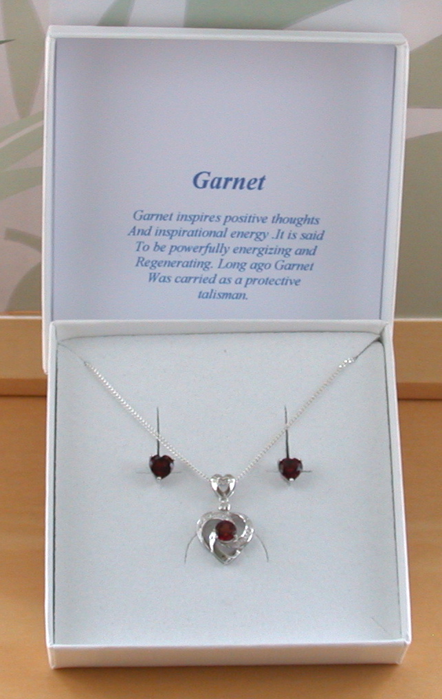 Sterling Silver Garnet Necklace & Earrings | Garnet Jewellery | UK