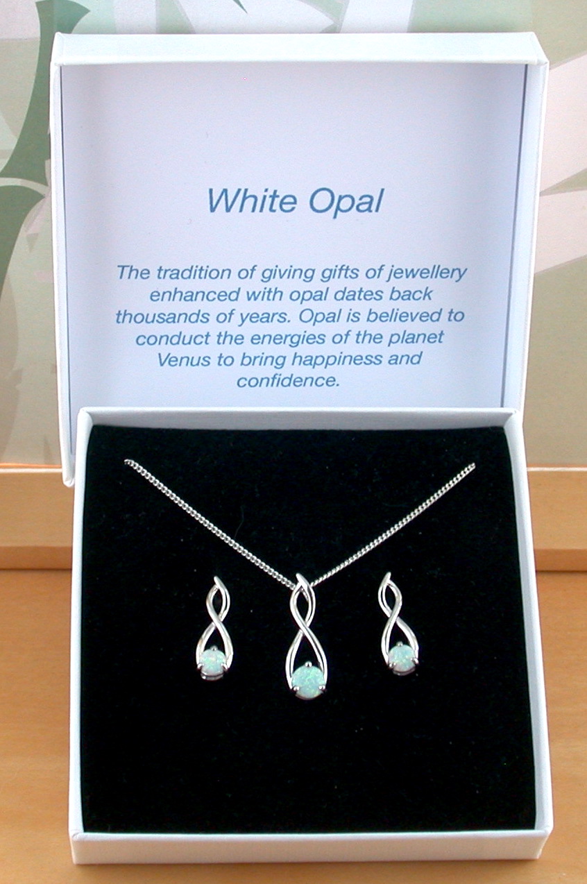 white opal necklace and earrings